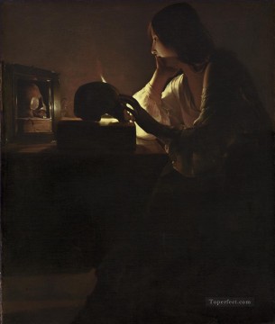 Georges de La Tour Painting - The Repentant Magdalen candlelight Georges de La Tour